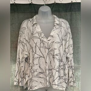 Cynthia Rowley Black Leaf Print Blouse